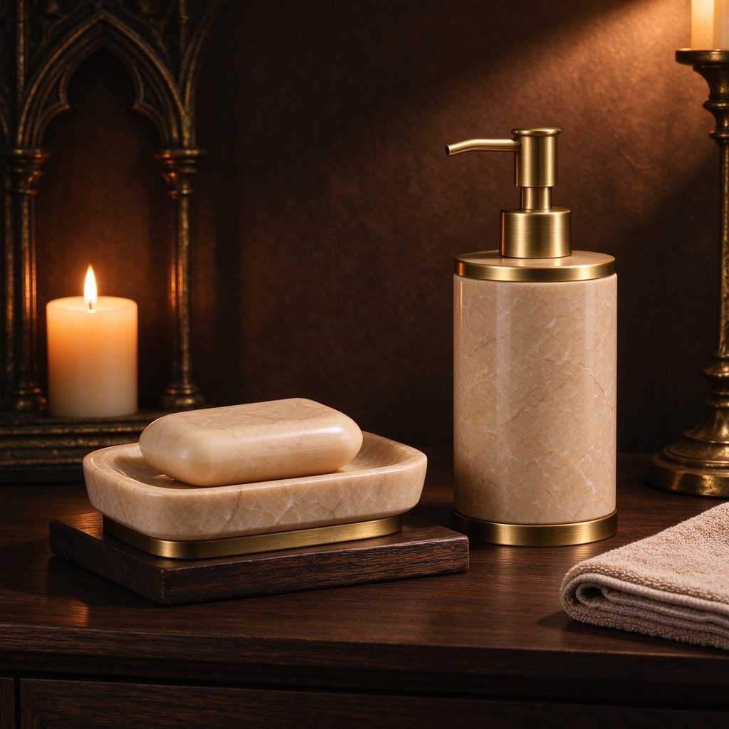 Monastery Marble Soap and Dispenser Set